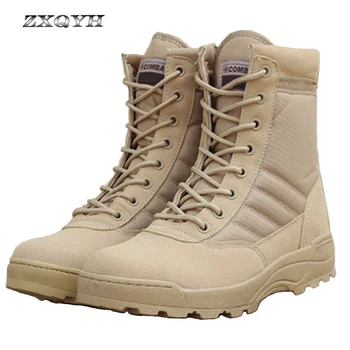 

ZXQYH Men Outdoor Sport Boots Military Tactical Shoes Combat Army Sneaker Hiking Trekking Shoes Black Winter Plus Size Shoes