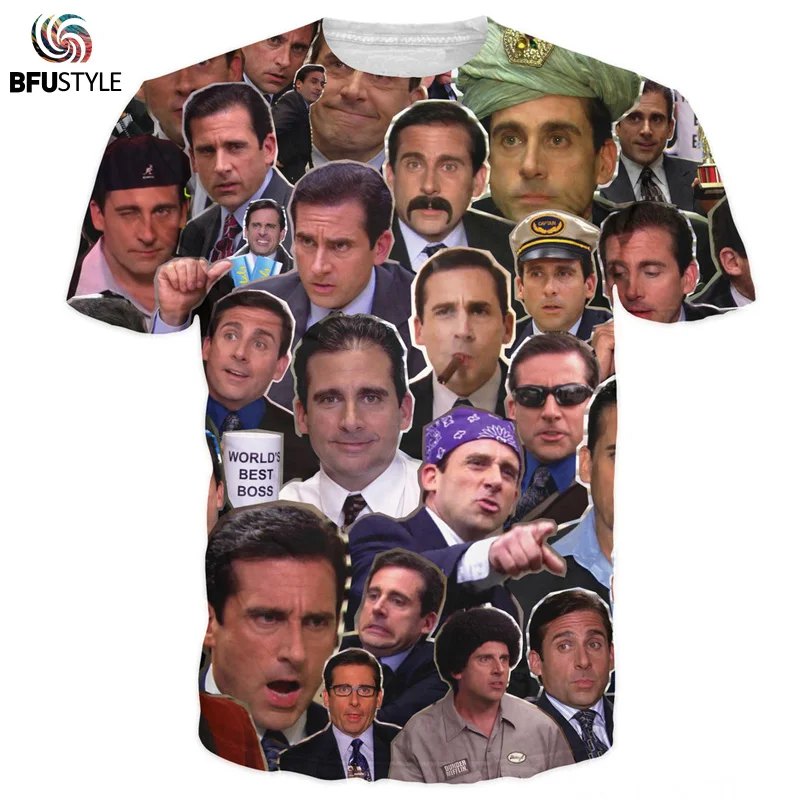 

BFUSTYLE T-Shirt Many Faces Of Michael Scott Paparazzi 2019 Short Sleeve Summer Graphic Tees Tops Brand Men Women T Shirts