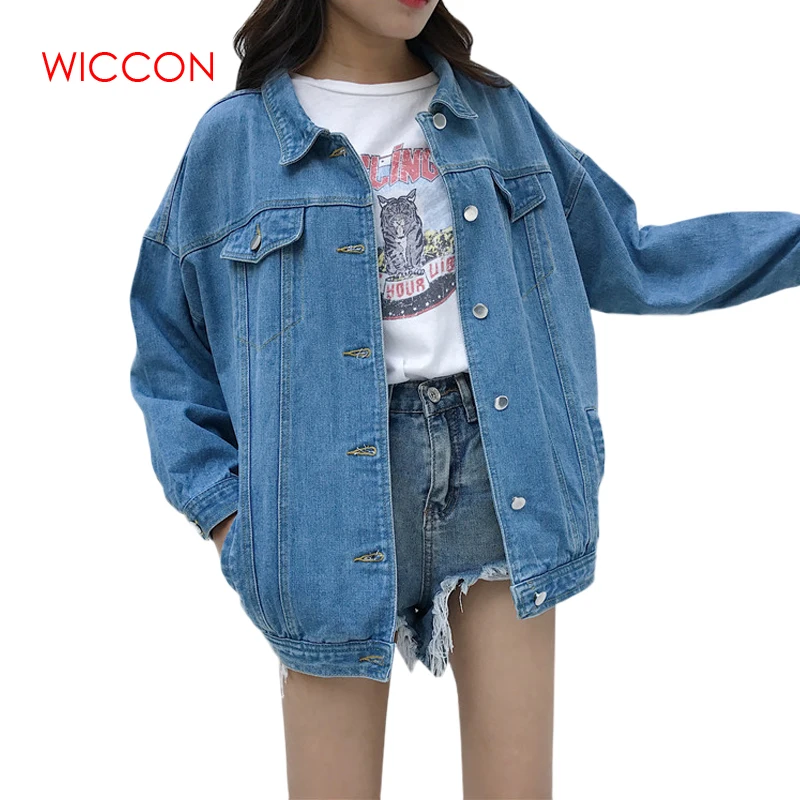 Denim Jeans Jacket for Women Loose Ripped Vintage Bomber Jackets Basic Coats Clothes Woman Spring Autumn Clothes Streetwear Tops