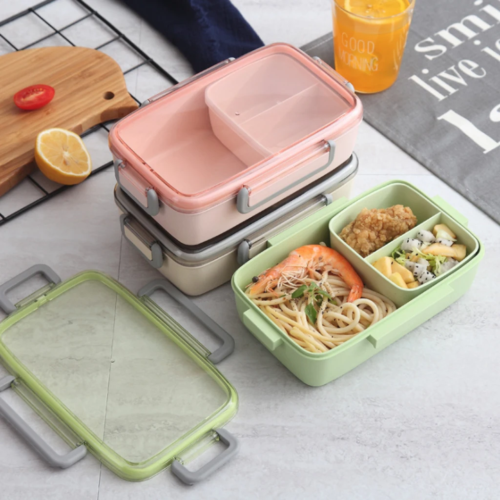 

800-1000ml Microwave Lunch Box Independent Lattice For Kids Portable Bento Box Leak-Proof Food Container lancheira lunchbox