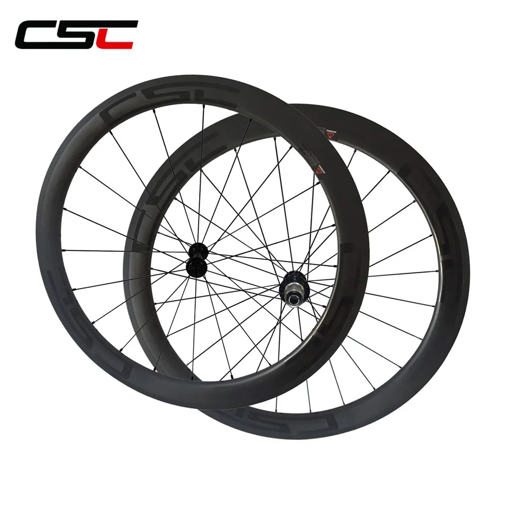 Clearance CSC U Shape 700C full carbon 50mm clincher wheels 25mm width with Powerway R13 hub sapim cx ray cn 424 spoke 2