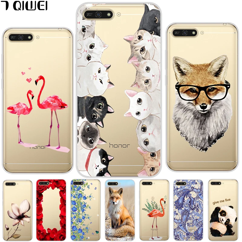 

For Huawei Y6 2018 Case ATU-L21 Case Clear Soft TPU Back Cover for Huawei Honor 7A 5.7 inch Phone Cases Cartoon Thin ATU-LX3