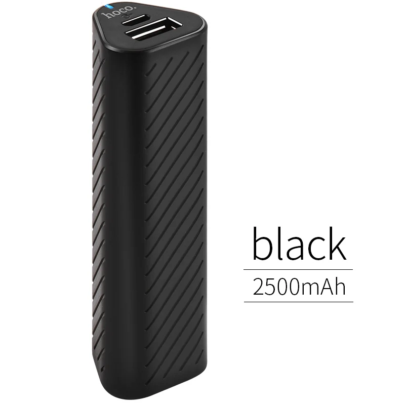 HOCO портативный внешний аккумулятор 2500 мА/ч, легкий внешний аккумулятор, USB внешний резервный аккумулятор, зарядное устройство для iphone X 7 8 для Xiaomi samsung - Color: black