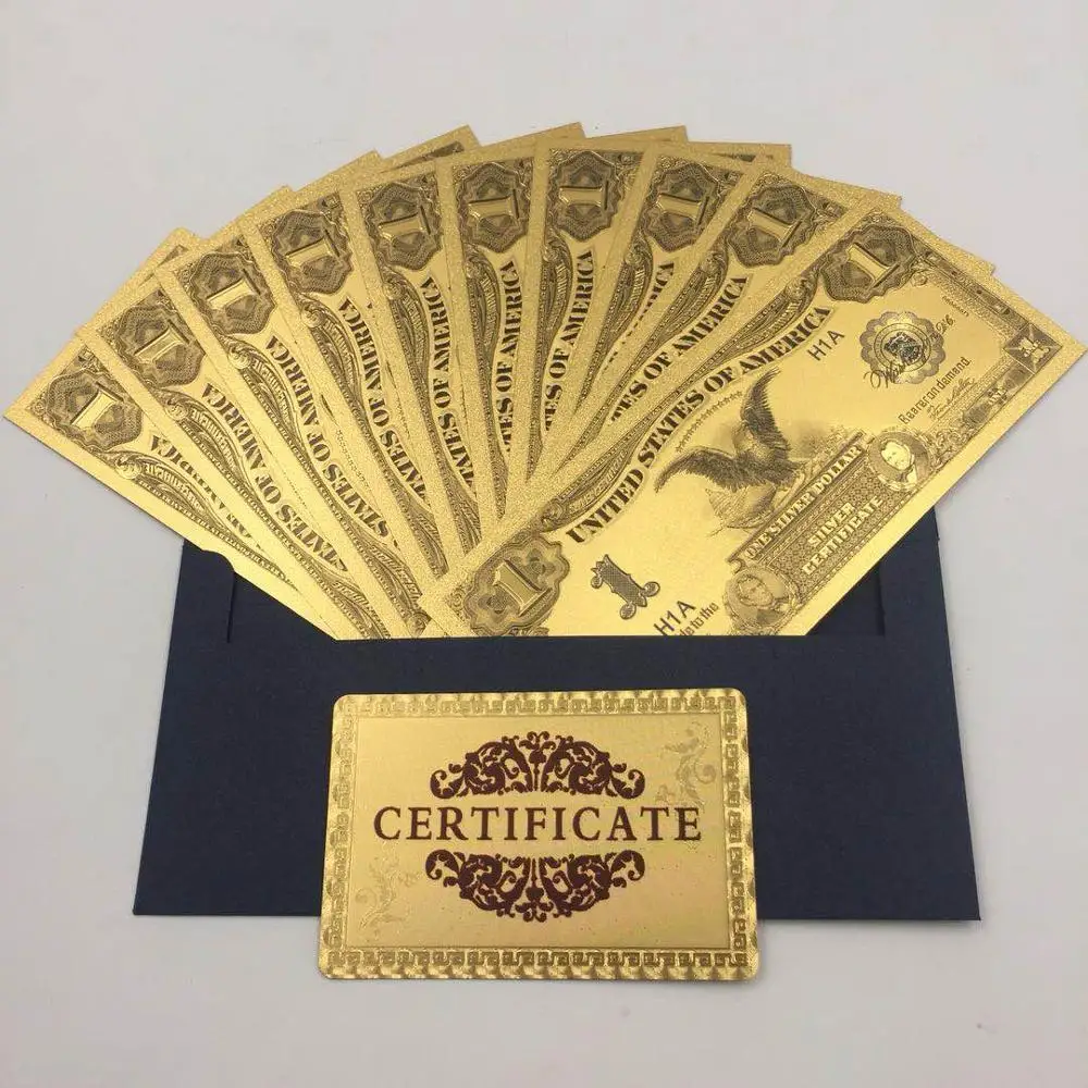 10 шт./лот Санта Клаус золото банкнота из Фольги Красочные USD 2 доллар Золотой банкноты с сертификатом позолоченный Рождественский подарок - Цвет: USD 1 in 1987