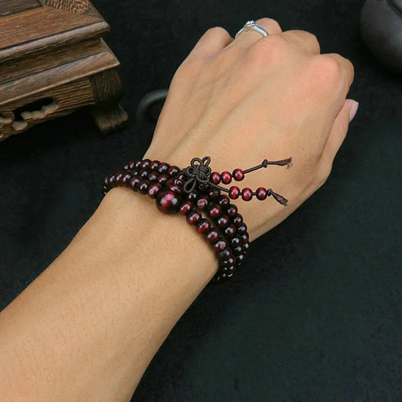 

Fashion vintage Traditional Bracelet Lady Gift Jewelry Indian Leaflet Rosewood 108 Wooden Hand String Star Moon Bodhi new #40