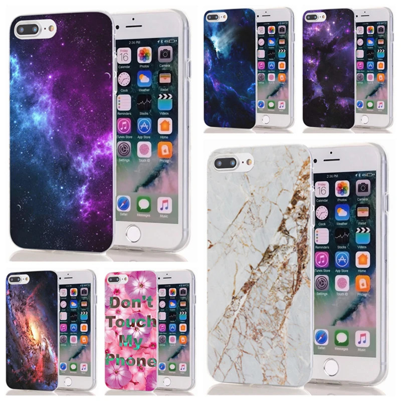 TPU Luxury For iPhone 7 8 Plus 6 6s X XS XR Max Phone Soft Cover Design Flower Galaxy Back Fundas M177 |