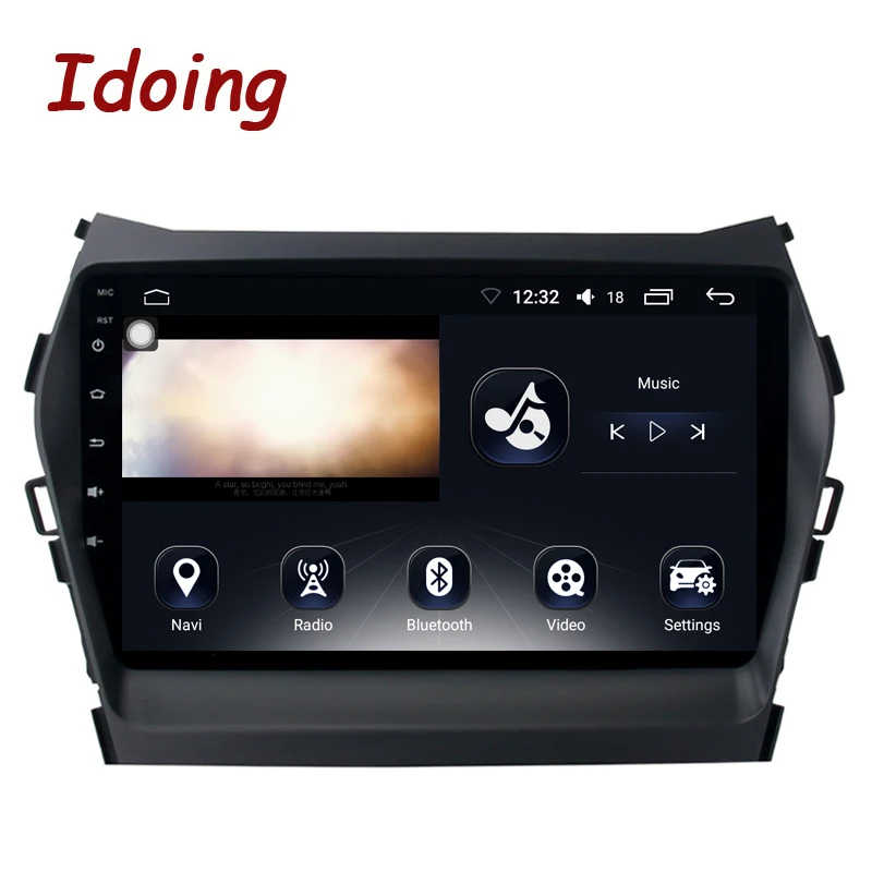 Top Idoing 9"4G+64G 2.5D IPS Octa Core Car Android 8.0 Radio Player Fit Hyundai IX45 2015-2017 Built-in GPS Navigation and GLONASS 4