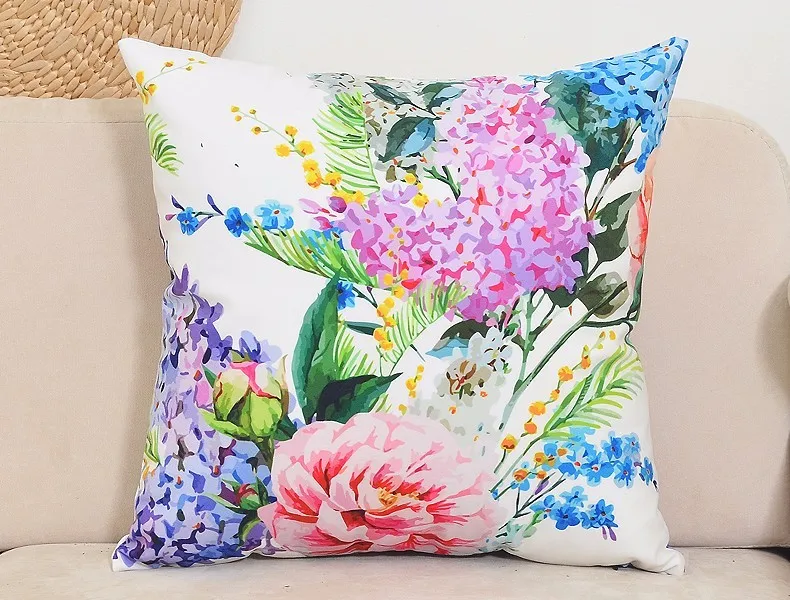 Square 45x45cm cozy couch cushion Home Decorative Pillow Quality Flamingo Parrot Pillow Lily Flowers Birds Cushion without core