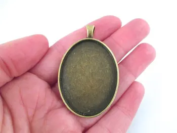 

30x40mm brass oval bezel pendant settings, pick your amount B121theof