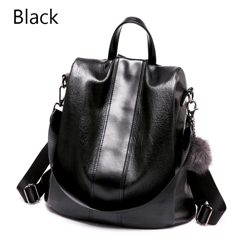 ZMQN рюкзак, сумка для женщин, школьная сумка, женский рюкзак с защитой от кражи для девочек-подростков, винтажный кожаный рюкзак, рюкзак, сумка для книг - Цвет: Black