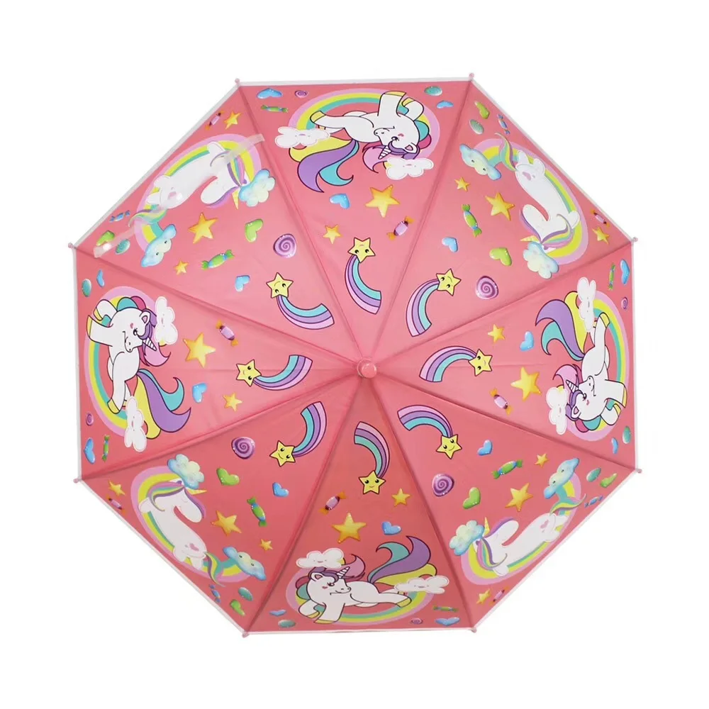 Hot Lovely Cartoon Umbrella For Sun Protection School Students Long Handle Umbrella For Kids Girls Gift Rain Umbrella (10)
