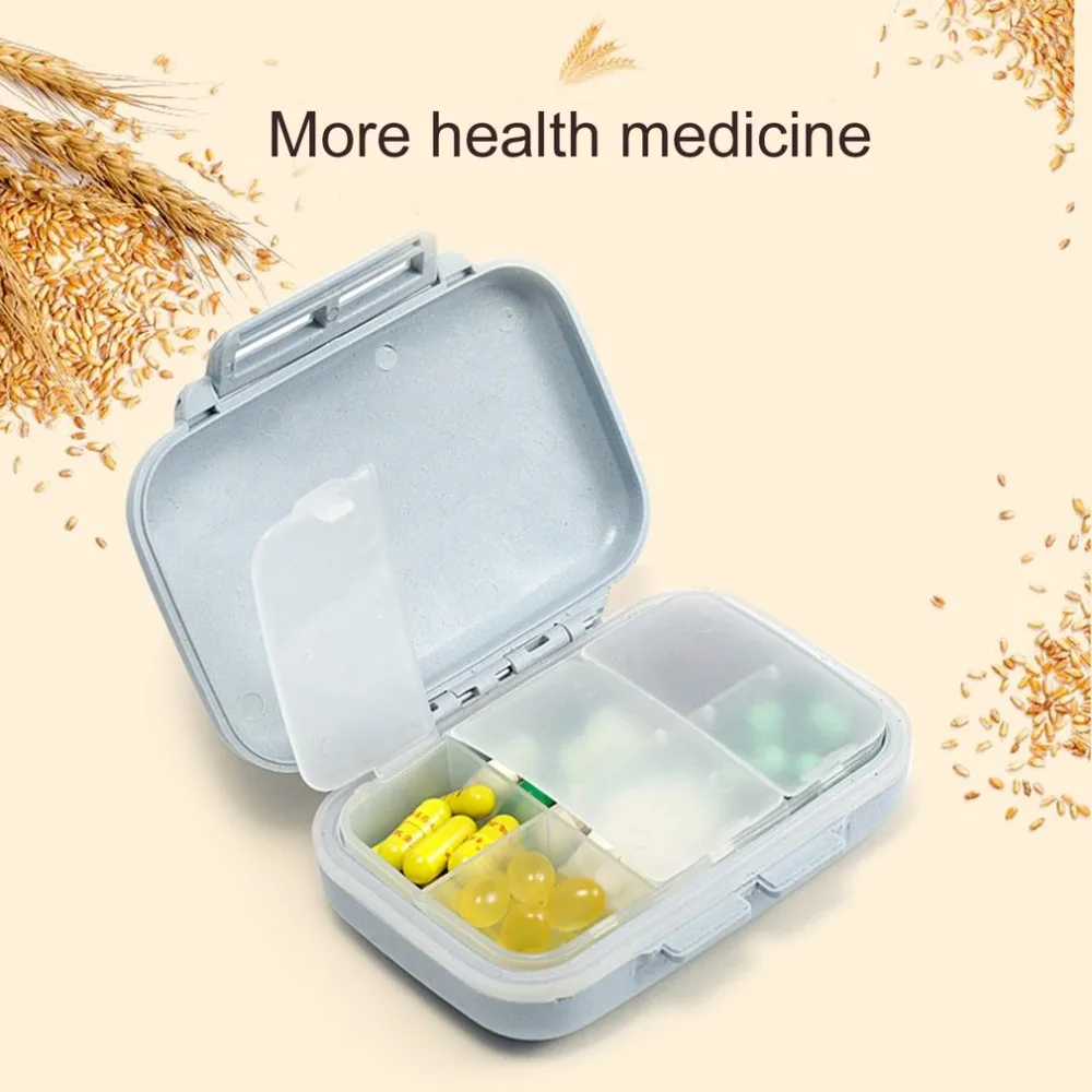 Buy Tiny Pill Box Portable Travel Vitamin Case Wheat Storage Organizer with