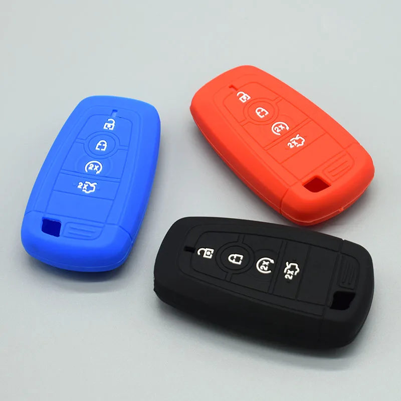 

Siliconer rubber car key case cover for Lincoln continental 2017 -2015 MKC MKX MKZ ford Mondeo 4 button smart key case cove