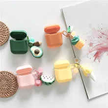 Симпатичные нерегулярные фрукты авокадо, арбуз подвеска в виде бананов корпусы гарнитурные для Apple Airpods 1 2 Силиконовый наушник Защитная крышка