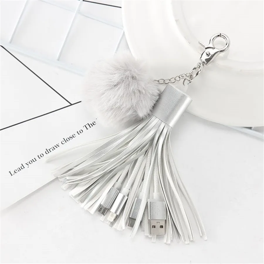 Многофункциональный USB плетеный шнур зарядное устройство сумка Подвеска кисточка пышный шар брелок аксессуары помпон декоративный Шарм BP01A