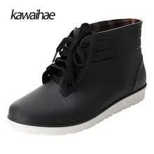 Rubber Shoes Man Rain Boots Comfortable Black Man Boots 2017 Waterproof Round Toe brand Kawaihae Ankle boots