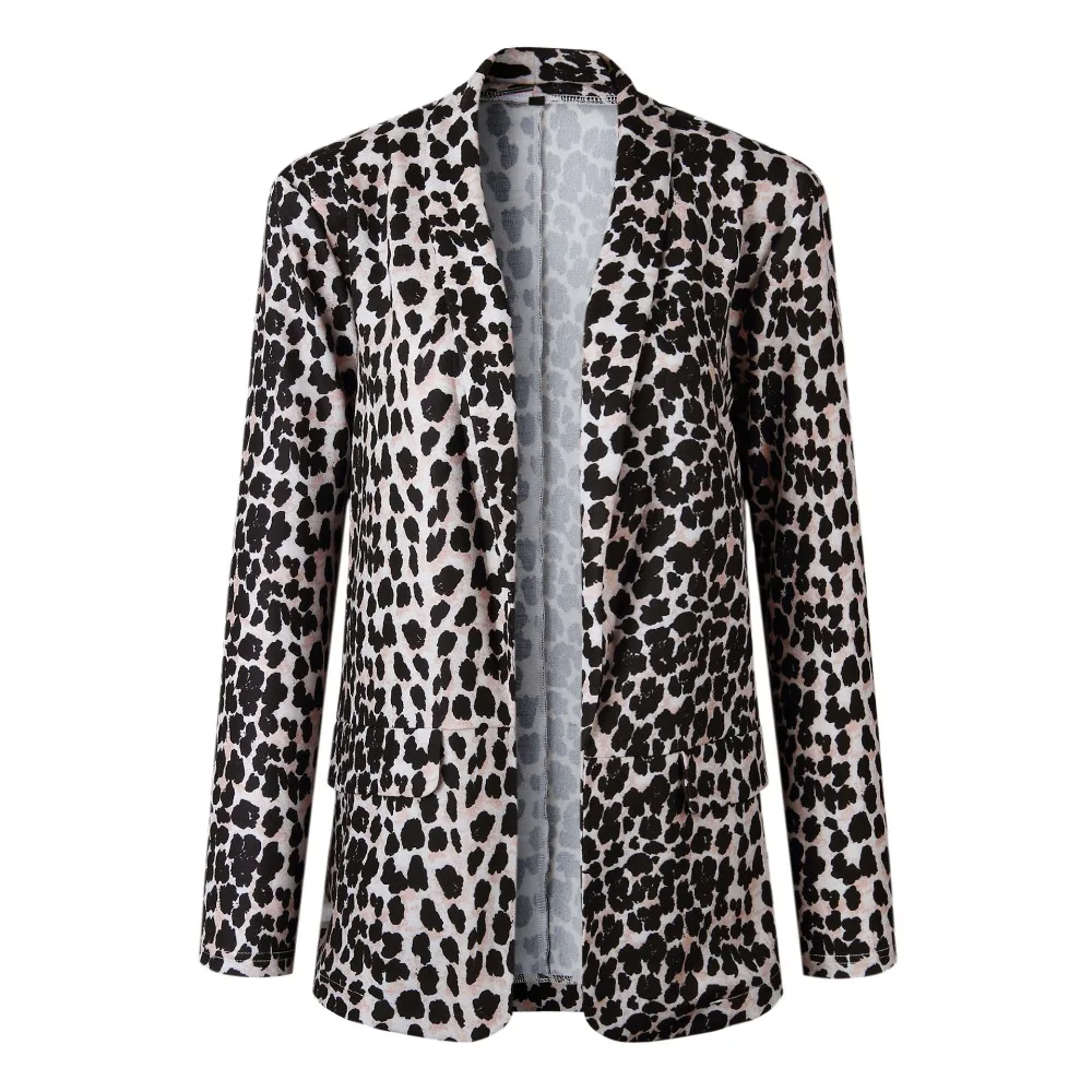 

Spring 2019 Leopard Blazer Jacket Women Print Snakeskin Leopard Notched No Lining Long Sleeve Coat chaqueta mujer C8D591