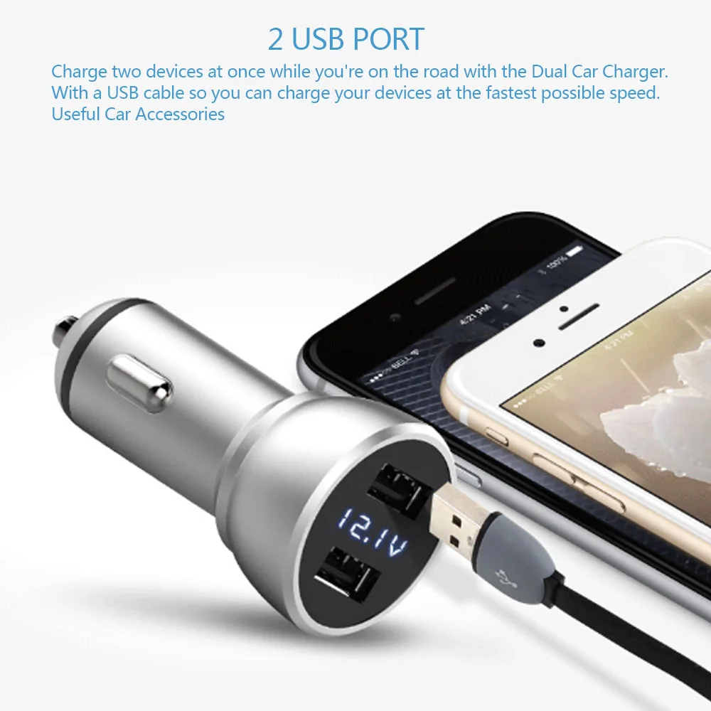 4.8A Переходник USB для зарядки в машине мобильного телефона автомобильное зарядное