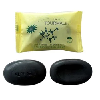 

Bamboo Charcoal Tourmaline Soap Natural Dry Skin Eczema Acne Pimples Remover Face Body Clear Anti Bacterial Tourmaline Soap Hot