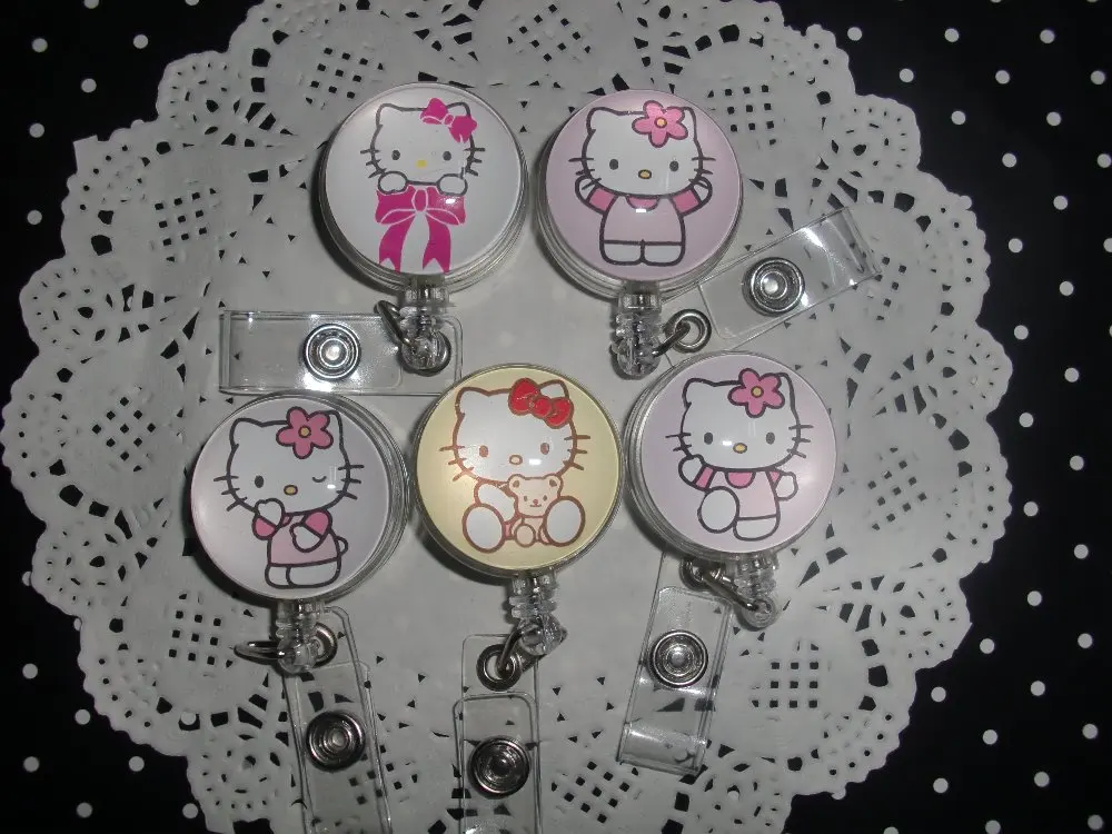 

Hello Kitty ID Name Reel Retractable badge Holder 10pcs/lot