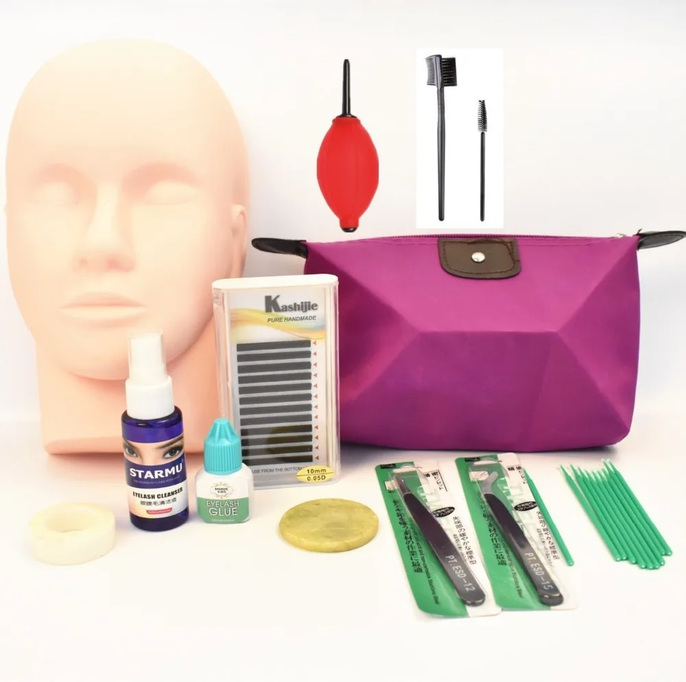 

Women Grafting Eyelash Extension Makeup Set Lashes Professional Individual Kits Suit Case Eyelash Brush Glue Sticker Cosmetics
