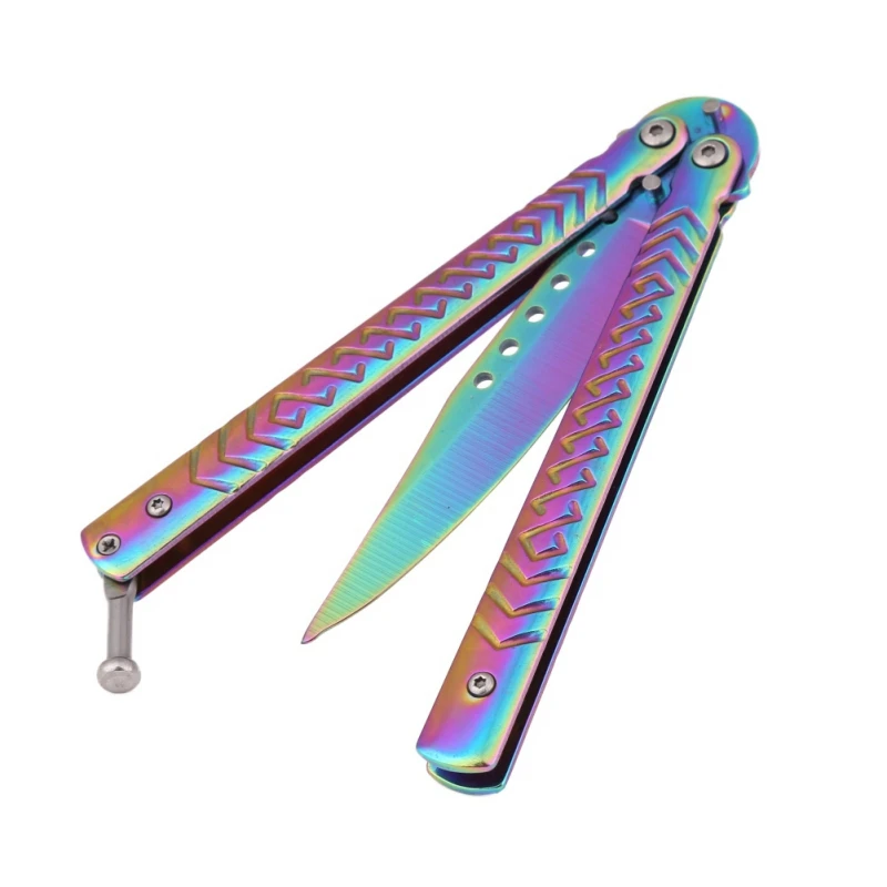 

Butterfly Training (Knife) Cutlery Multicolored High Hardness Stainless Steel Titanium Coating Folding Outdoor Practice Tool