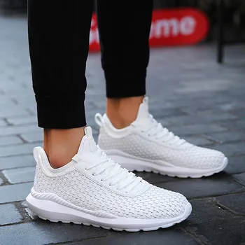 

Mesh Breathable Casual Shoes Men Sneakers Lace-Up Comfortable Light Shoes Man Adult Unisex Travel Shoes New Black White