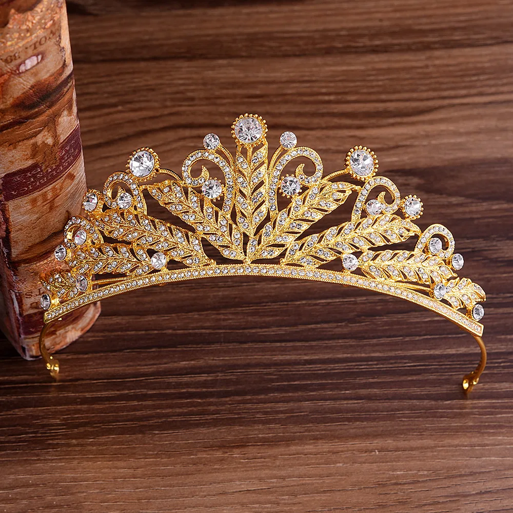 

KMVEXO Sparkling Zircon Brides Tiaras Crown Gold Silver Crystal Bridal Hairbands Headpiece Wedding Hair Jewelry Accessories Gift