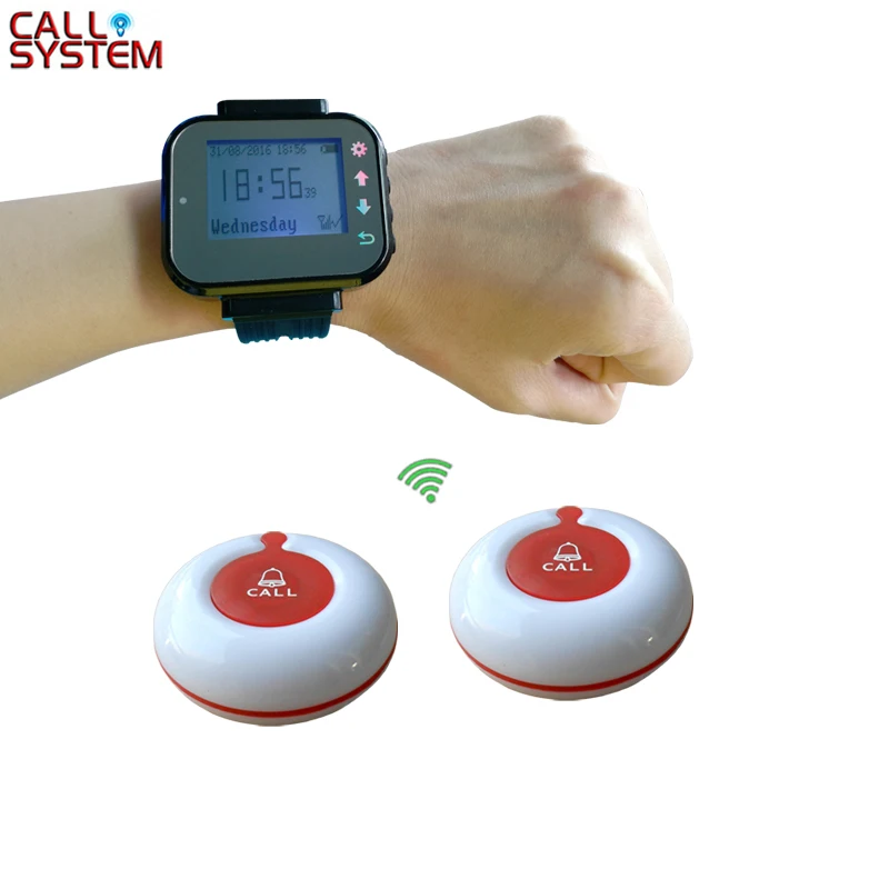 

SALE Wireless paging system For Bank Restaurant 1 wrist watch receiver 1 call button for sample test