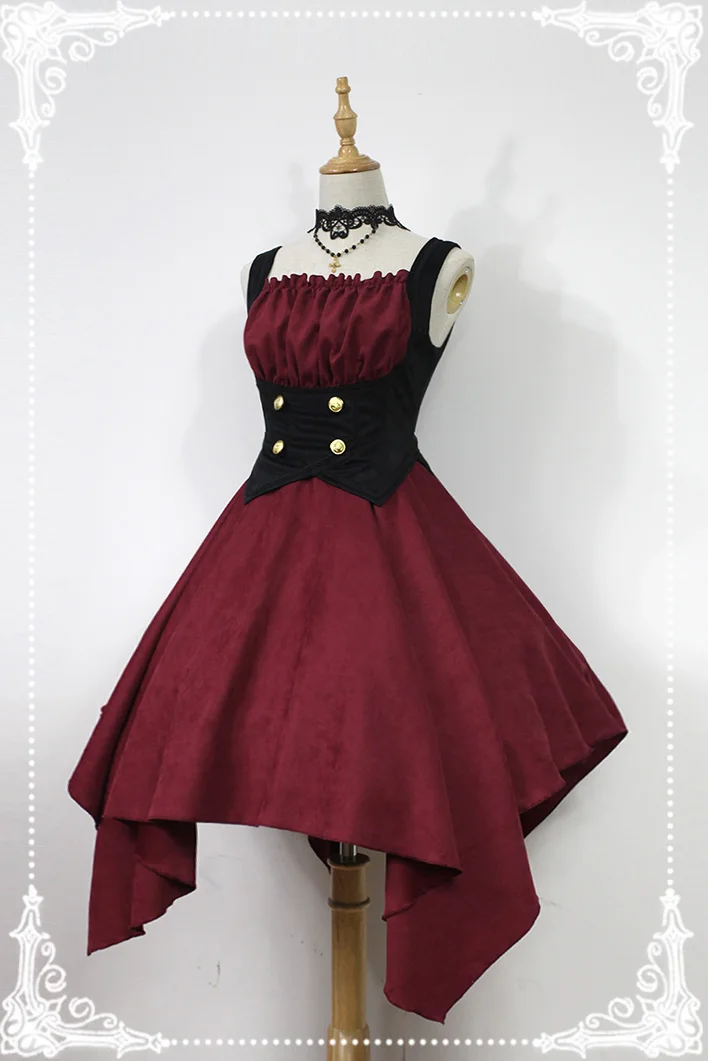 Готическое платье лолиты, концерты духов серии короткие корсеты, платье Soufflesong - Цвет: Красный