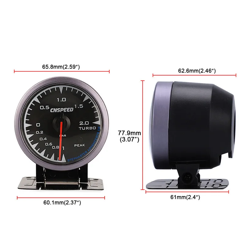 1 шт. " /52 мм 52 мм/2 дюйма Автомобильный турбо Boost Gauge метр 0-30PSI 7 цветов светодиодный двойной дисплей 12 в профессиональный датчик