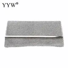 YYW Роскошный Серебряный конверт клатч на молнии женская сумка с клатч со стразами Женская свадебная сумочка кошелек дизайн вечерний кошелек