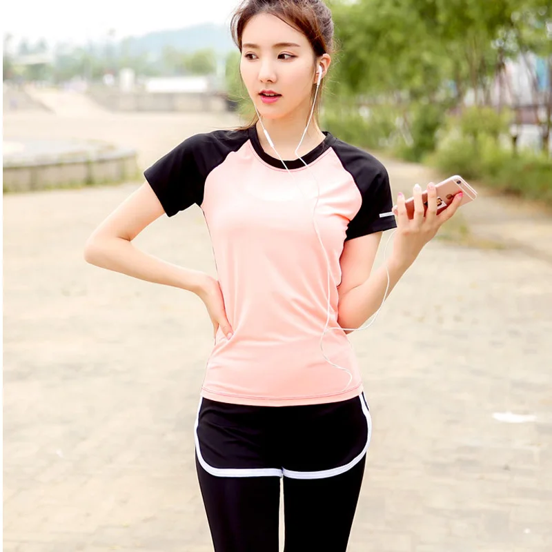 

2 pcs sports Yoga set Women yoga shirt trousers bra pants full length slim breathable comfortable elastic Summer S M L XL XXL