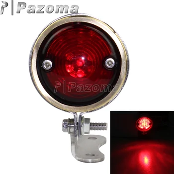

Motorcycle Billet Aluminum Brass Vintage Retro Drilled LED Tail Light For Harley Cafe Racer Bobber Chopper Custom