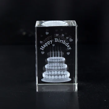 

Cool Birthday Gifts Amazing 3D Cake Lser inside Crystal block with LED Light base Home Decoration Status