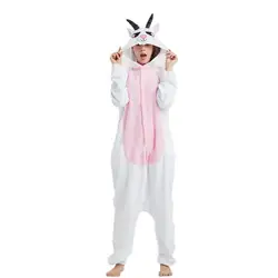 Животных флис кигуруми костюм козла для взрослых для женщин мужчин's комбинезоны пижамы Хэллоуина Карнавальная Вечерние