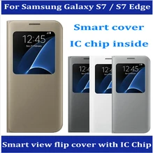 Luxury Original Smart Window Phone Bags for Samsung Galaxy S7 Edge Case Leather Flip PC Cover for Samsung S7 Case with IC Chip