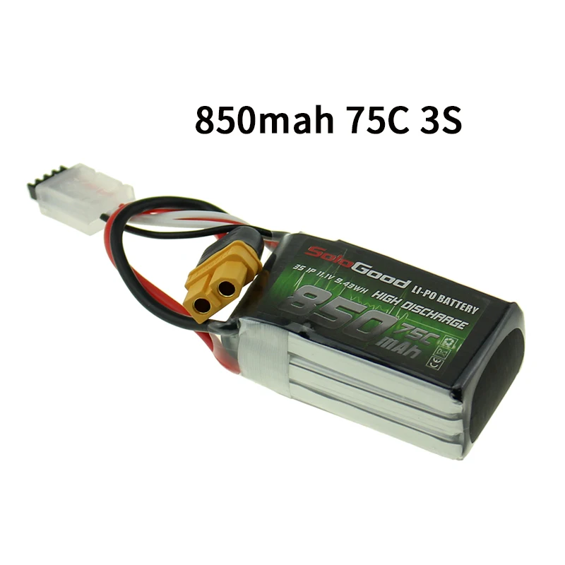 Sologood Lipo Батарея 2S 3S 4S 7,4 V 11,1 V 14,8 V 550 мА/ч, 850 мА/ч, 75C Перезаряжаемые с XT30 XT60H XT60 разъем для гоночного дрона игрушки - Цвет: 850mah 75C 3S