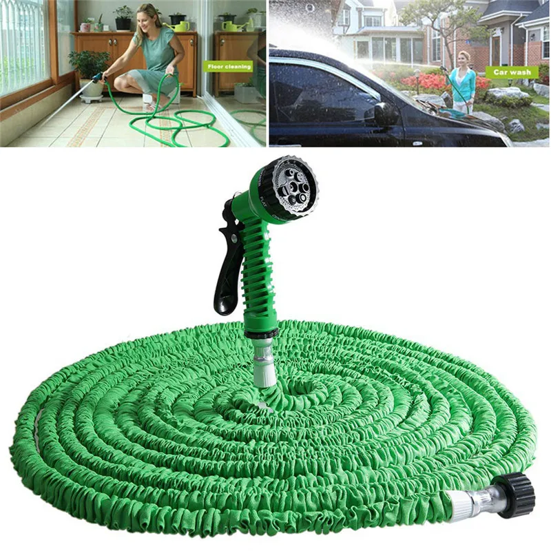 Multifunctional Flexible Expanding Car Garden Water Hose Pipe Green Spray Gun Nozzle Portable Green Hot Sale Auto Car Styling