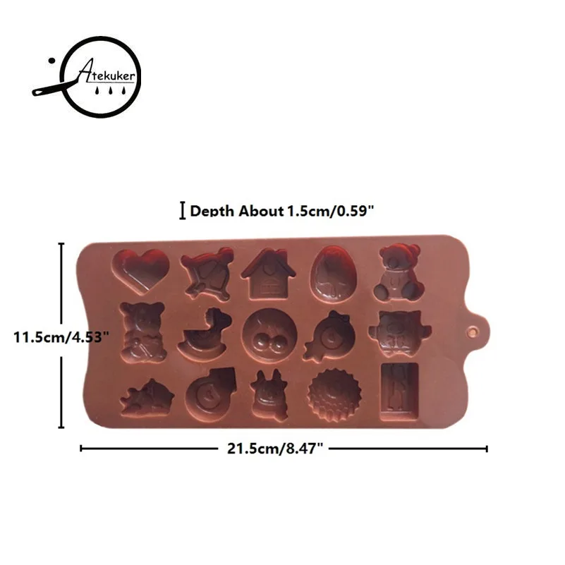 Atekuker форма медведя из мультфильма силиконовые формы для шоколада формователь кубиков льда прессформы для украшение конфет, тортов силиконовые формы для мыла пресс-форм