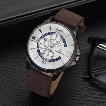 

1 Pcs Men Wrist Quartz Watch PU Leather Round Adjustable Strap Fashion Gift Business LXH