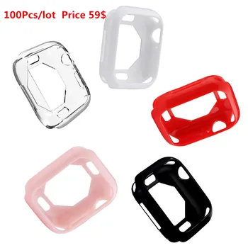 

100pcs/lots Cases for Apple Watch Series 5/4 Soft TPU Flexible Cover Protective Frame High Quality Bumper for iwatch 40mm 44mm