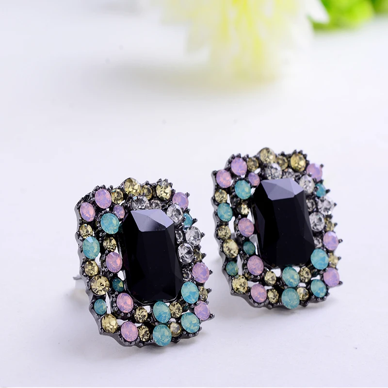 Opal Stone Jewelry 2016 Newest Crystal Stud Earrings for Woman Christmas Party Earrings Factory Wholesale Fast Shipping 4Colors (1)