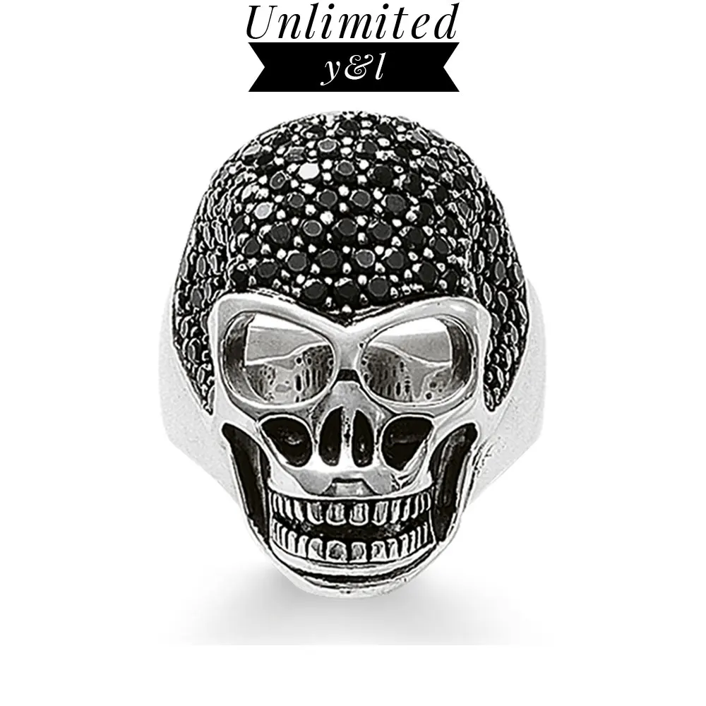 

Skull Rings 925 Sterling Silver Black CZ Thomas Style Rebel Heart Fashion Good Jewelry Women Men 2019 New Arrivals Super Deals