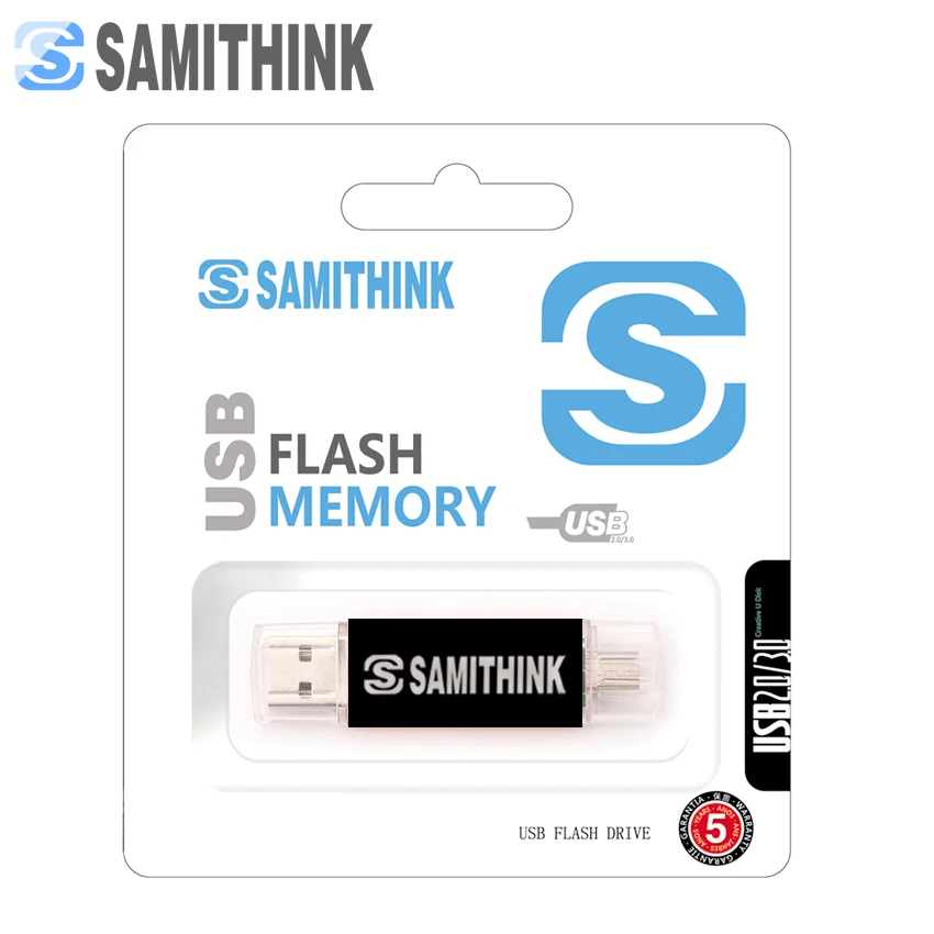 SAMITHINK OTG USB флэш-накопитель высокоскоростной USB 2,0 портативный флэш-накопитель для всех Android Мобильный USB флэш-диск 64 ГБ 32 ГБ 16 ГБ 8 ГБ 4 ГБ - Цвет: Черный