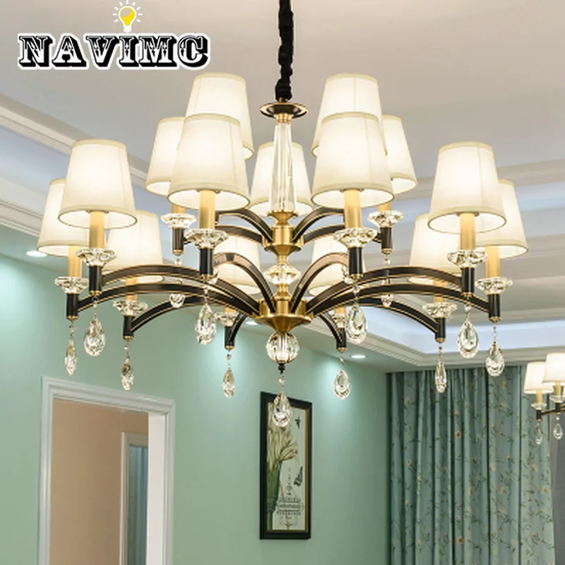 

American-style Simple All-bronze Chandelier Living Room Light and Cozy Bedroom Lamps