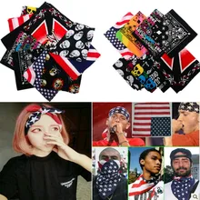 19 видов стилей, унисекс, платок, череп, флаг, принт, хлопок, Пейсли, бандана, камуфляж, двусторонняя повязка на голову, шарф, браслет, Новинка