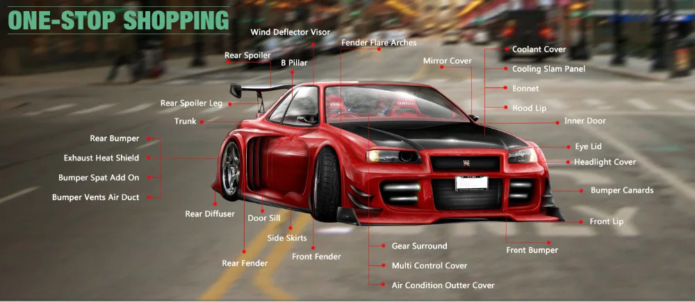 Car Accessories For Nissan Skyline Hr34 Er34 Carbon Fiber Rear