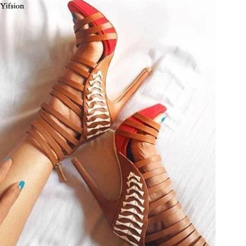 

Olomm New Fashion Women Platform Sandals Sexy Stiletto Heel Sandals Open Toe Blue Green Brown Shoes Women US Plus Size 5-15