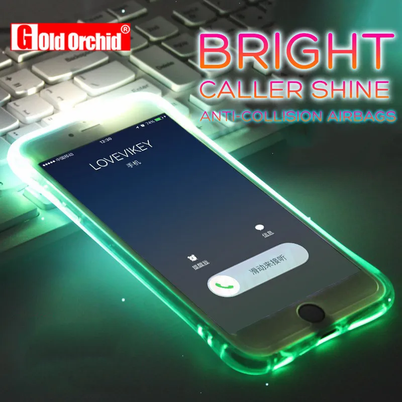 

Gold Orchid TPU Incoming call flash Full Cover Cases For iPhone 8 7 6S 6 5 5S SE X Cover Case Anti-fall Soft For Apple X case